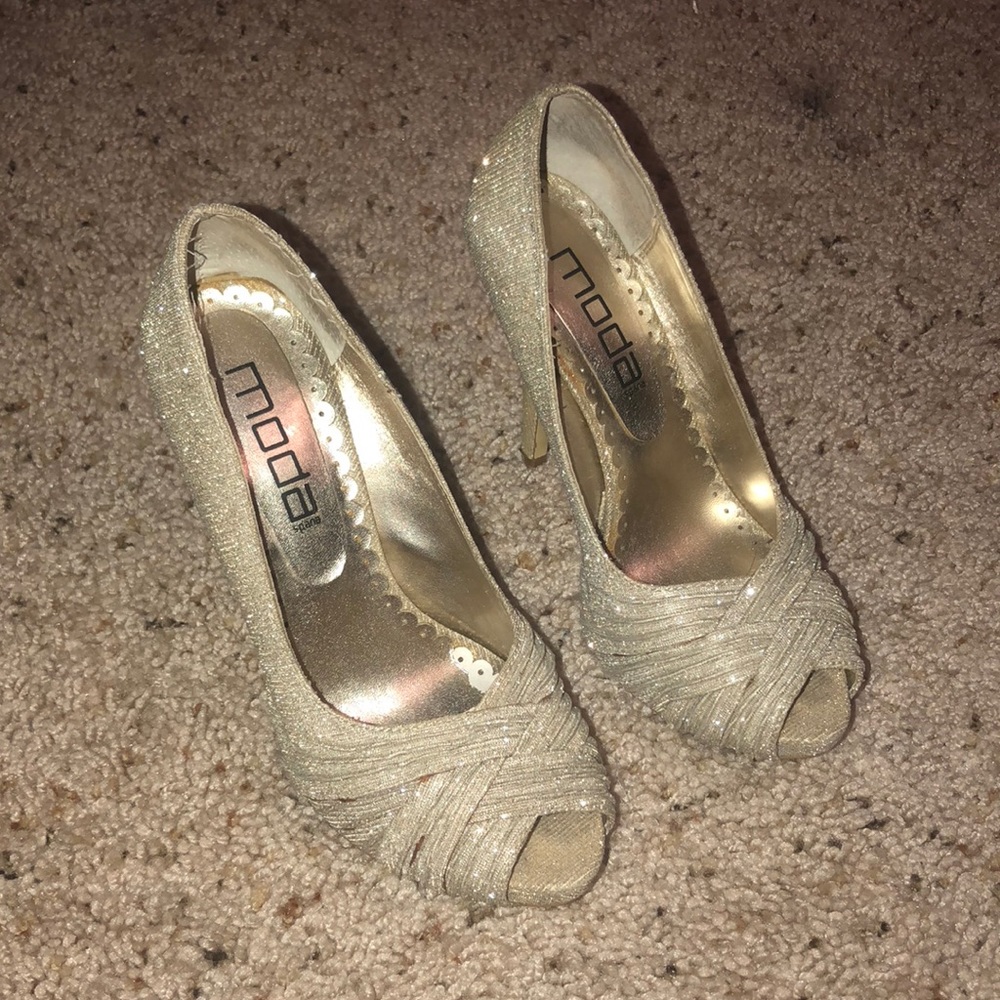 Gold Glitter Heels